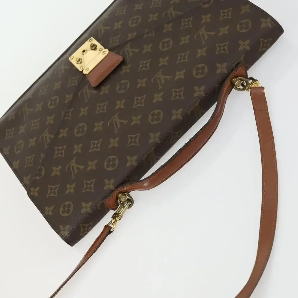 Louis Vuitton Monogram Porte Documents Bandouliere Business Bag Brown